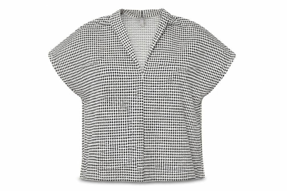 H&M Womens White Geometric Polyester Basic Blouse Size XL V-Neck