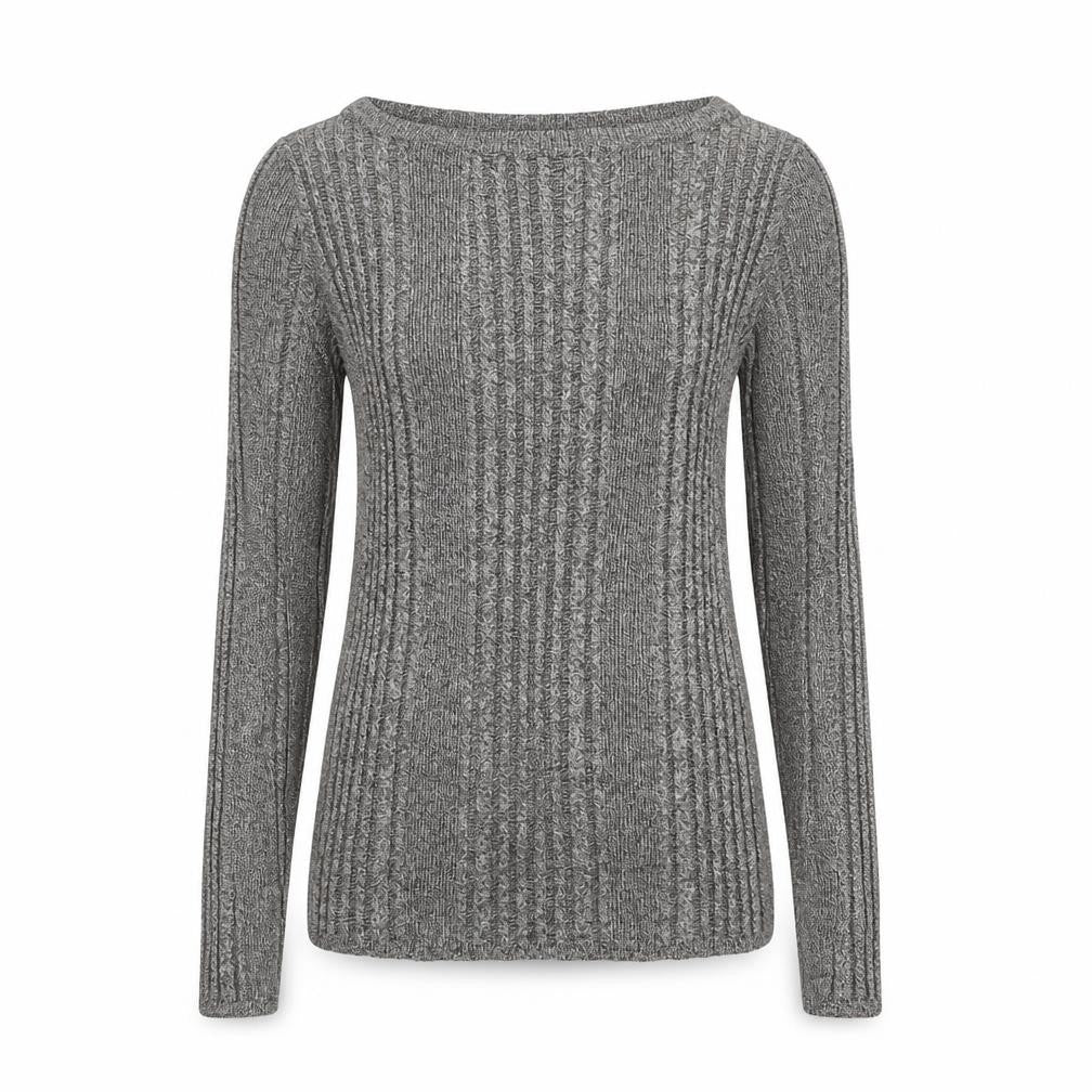 Marks and Spencer Womens Grey Scoop Neck Viscose Pullover Jumper Size 10 Pullover - Ribbed