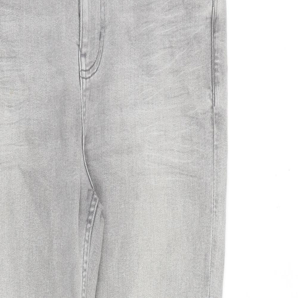 Marks and Spencer Womens Grey Cotton Skinny Jeans Size 12 L28 in Slim Zip