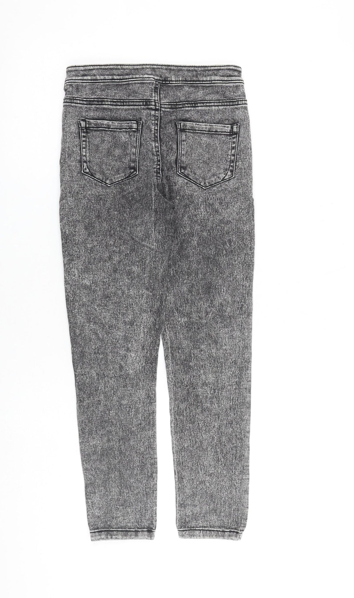 Back view of Denim & Co. girls’ grey cotton skinny jeans, size 9-10, years, 23-inch leg regular zip