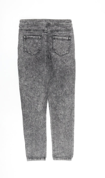 Back view of Denim & Co. girls’ grey cotton skinny jeans, size 9-10, years, 23-inch leg regular zip