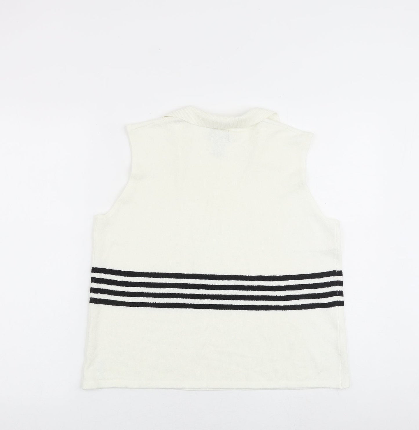 IZOD Womens White Collared Acrylic Vest Jumper Size L