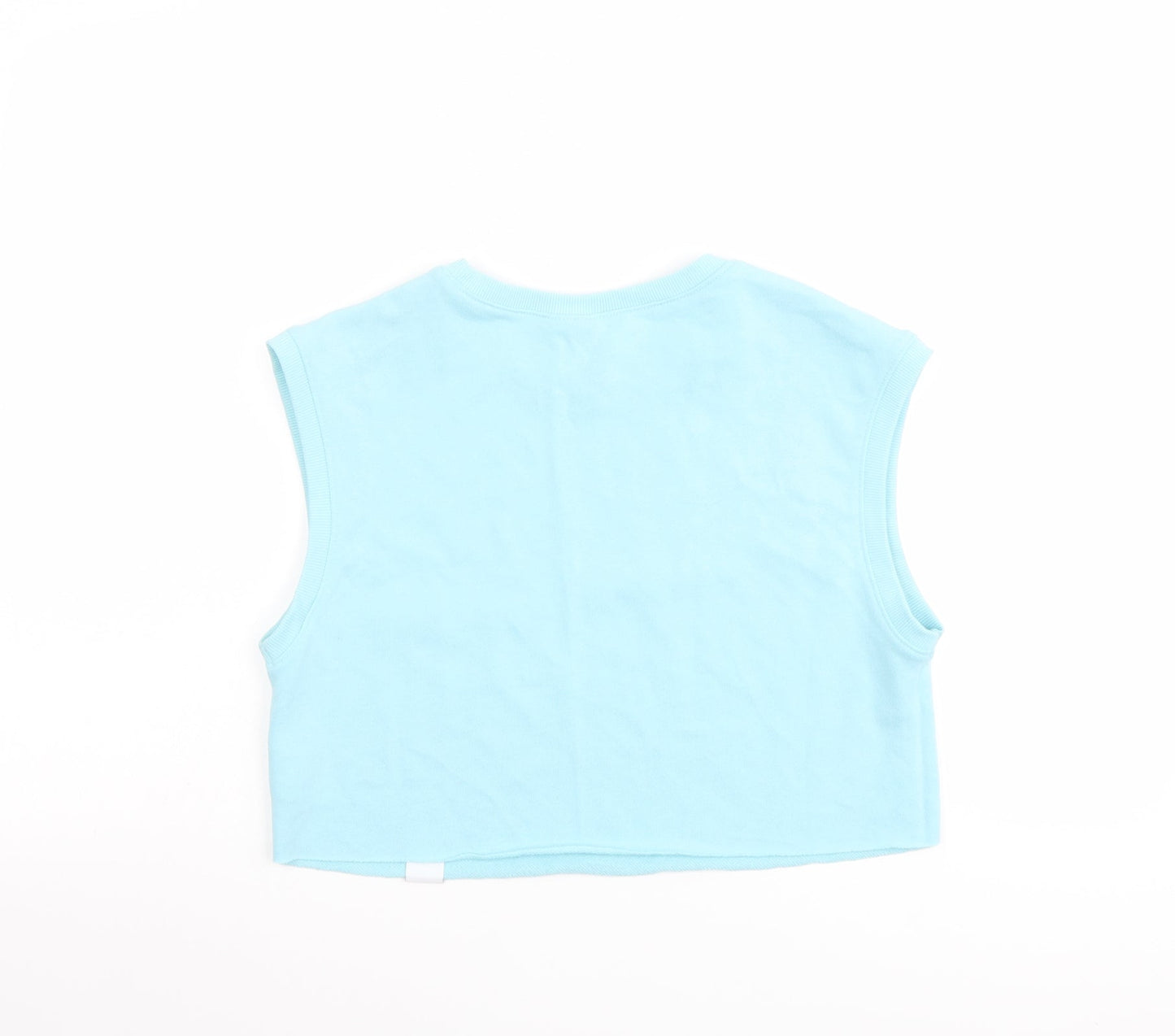 H&M Womens Blue Cotton Cropped T-Shirt Size XS Crew Neck