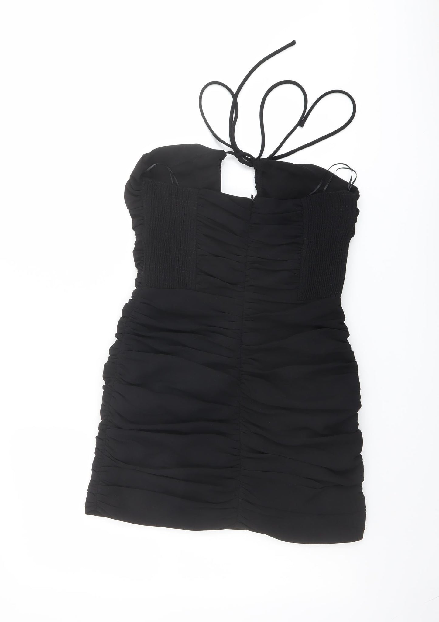 Zara Womens Black Polyester Mini Size M Halter Zip