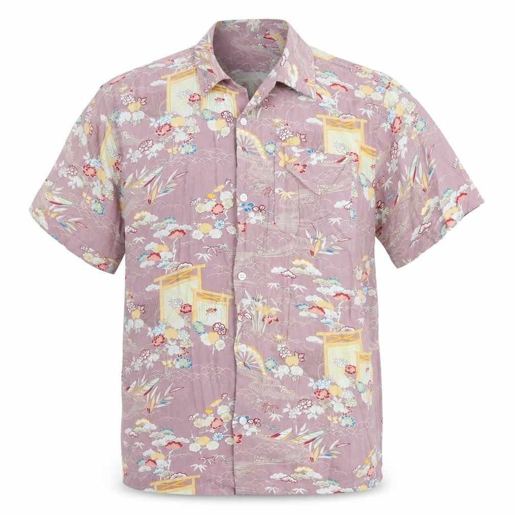 D/Struct Mens Purple Geometric Viscose Button-Up Size M Collared Button