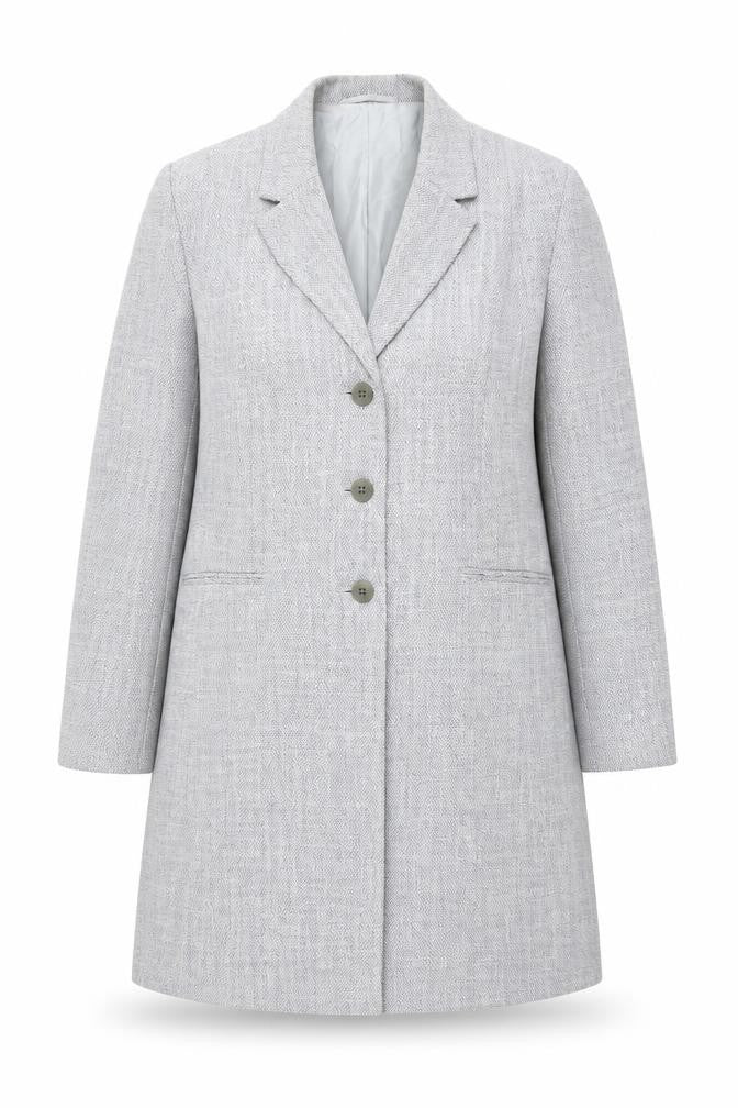 Precis Womens Grey Overcoat Coat Size 14 Button