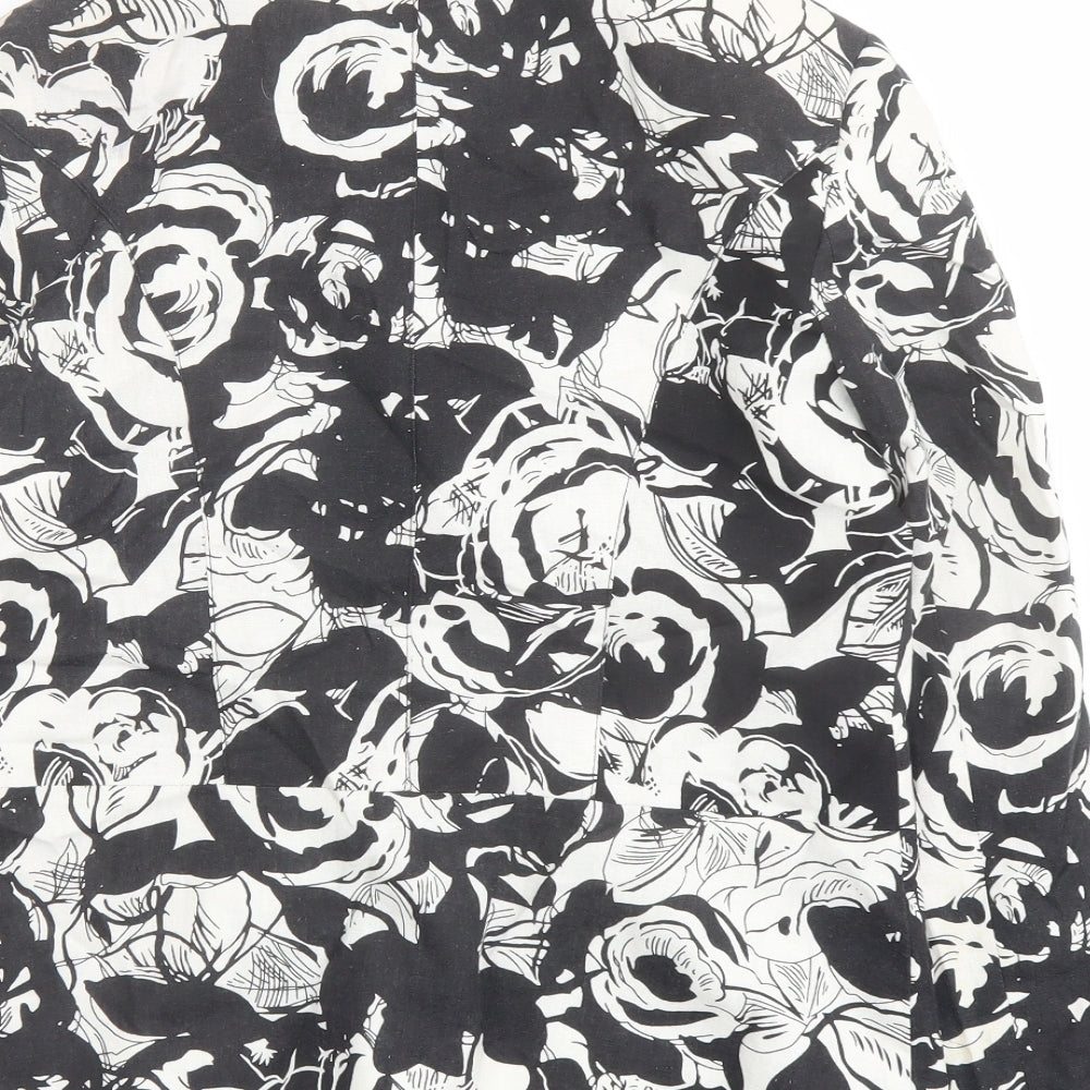 Isle Womens Black Floral Jacket Blazer Size 10 Button