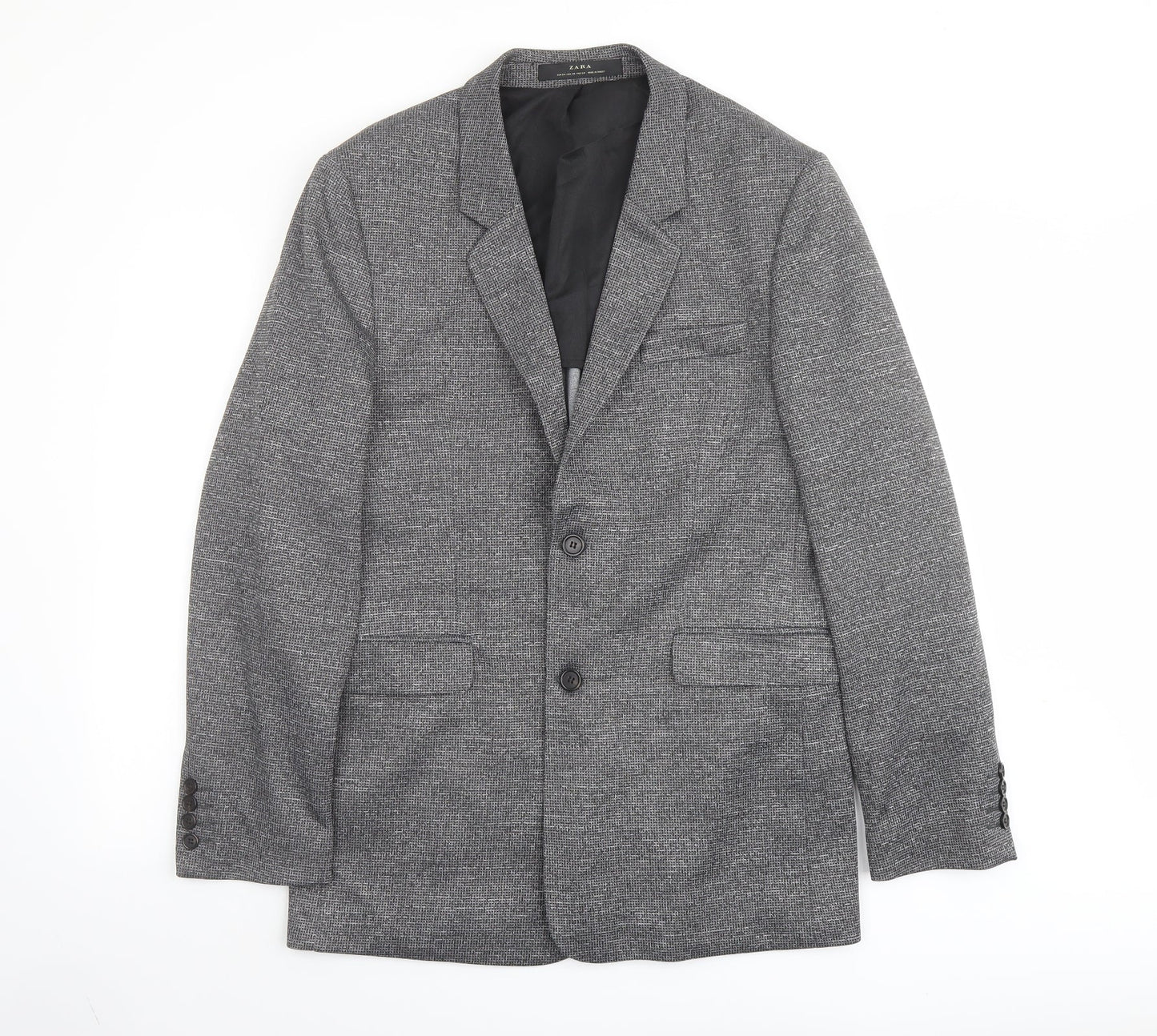 Zara Mens Grey Polyester Jacket Suit Jacket Size 42 Regular