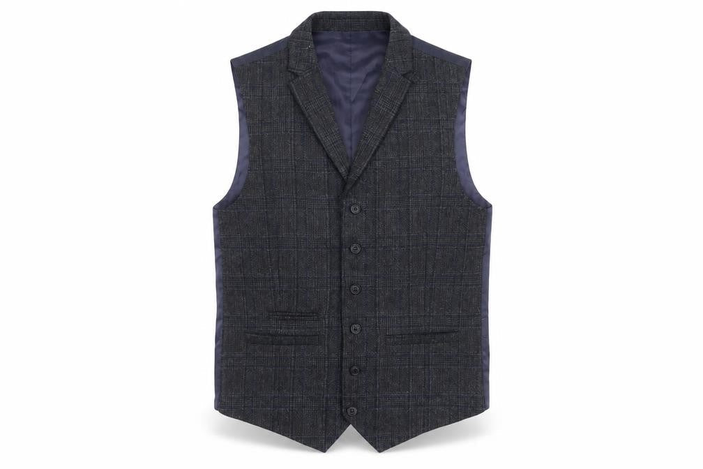 Hammond Mens Blue Plaid Polyester Jacket Suit Waistcoat Size 40 Regular