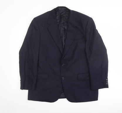 Alfred Brown Mens Blue Wool Jacket Suit Jacket Size 46 Regular