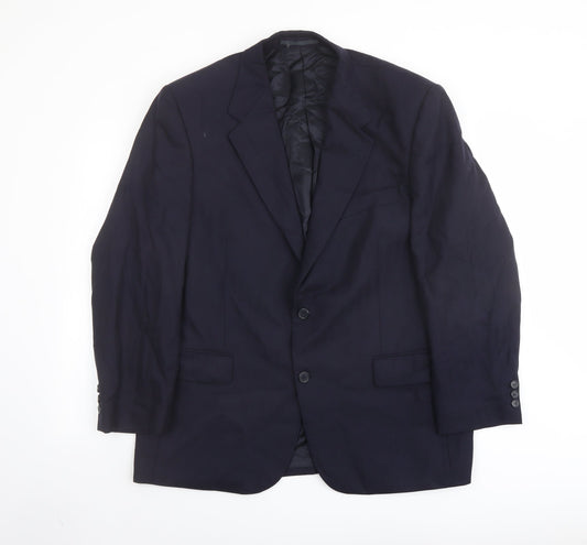 Alfred Brown Mens Blue Wool Jacket Suit Jacket Size 46 Regular