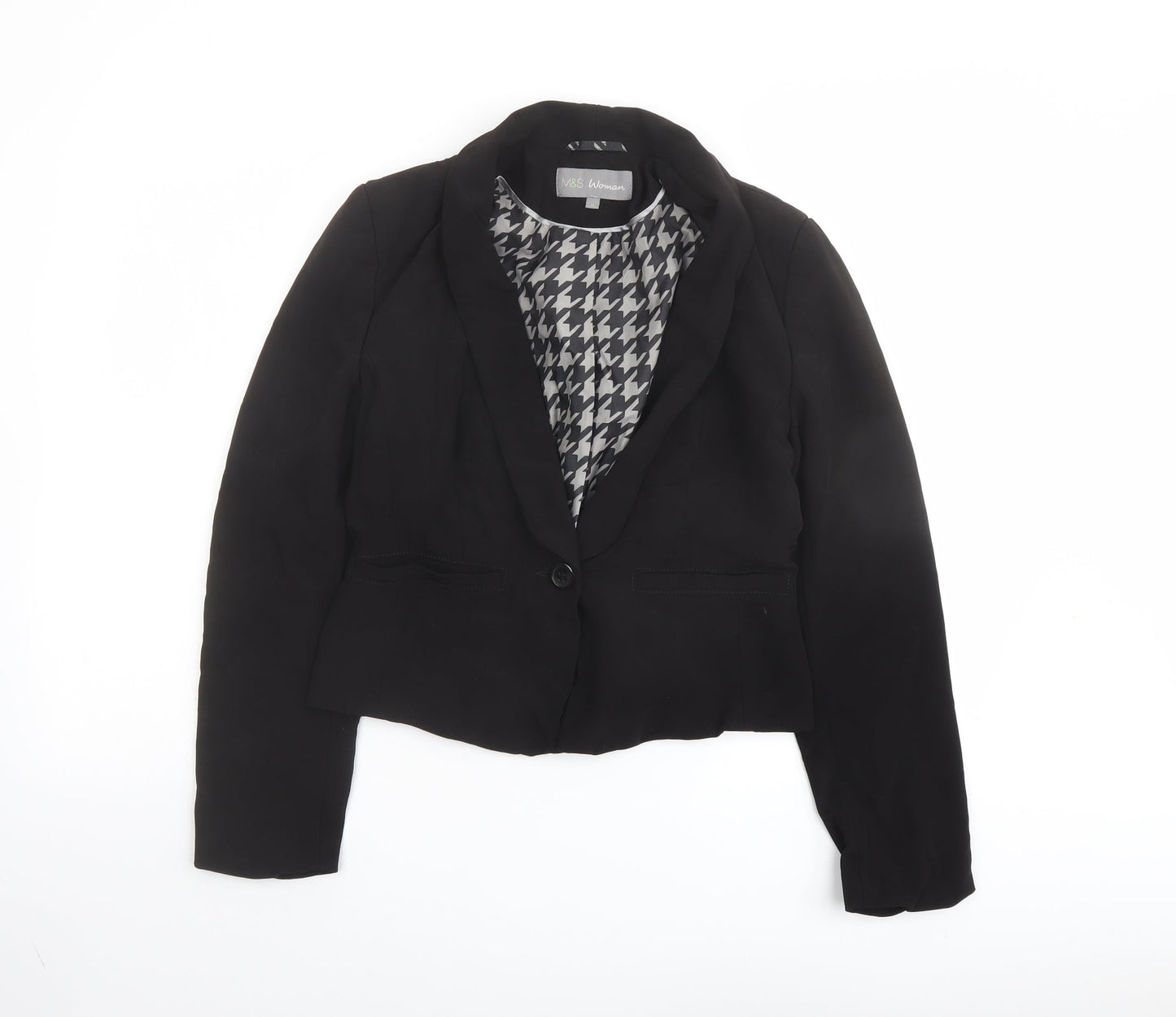 Marks and Spencer Womens Black Jacket Blazer Size 10 Button