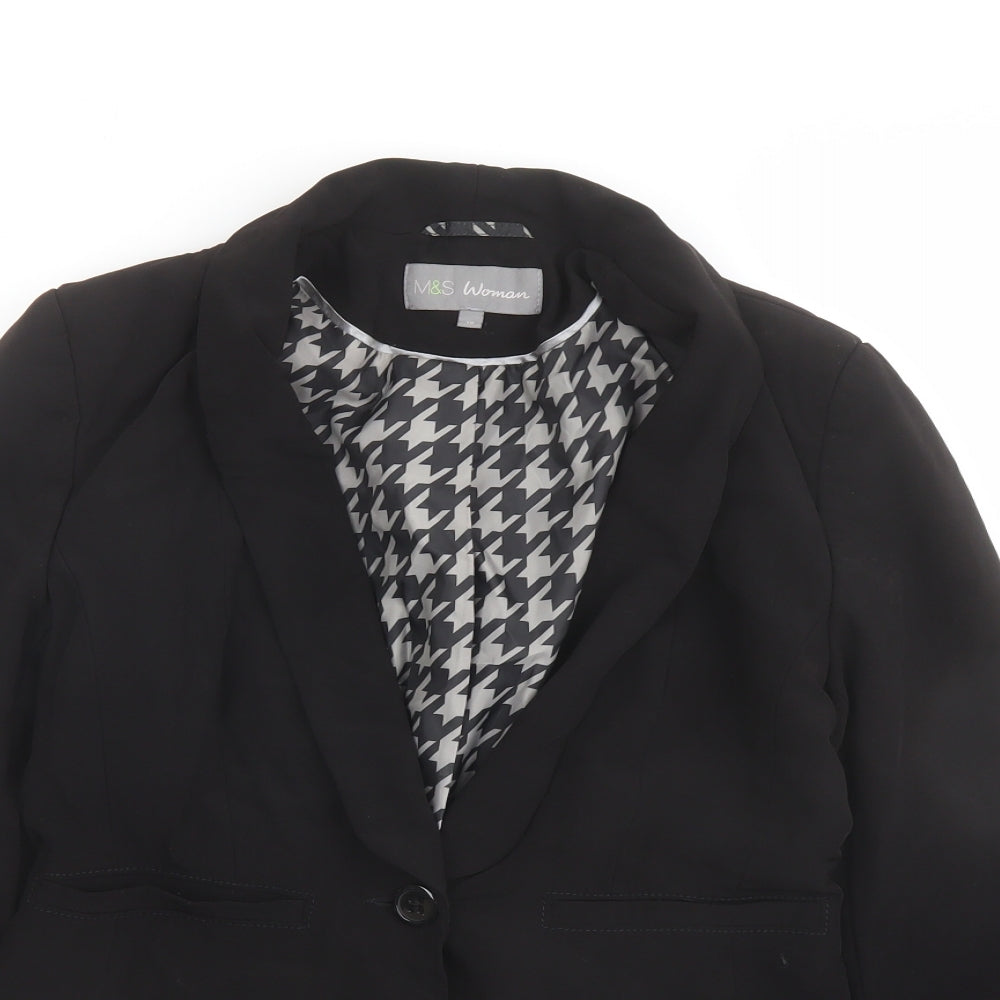 Marks and Spencer Womens Black Jacket Blazer Size 10 Button