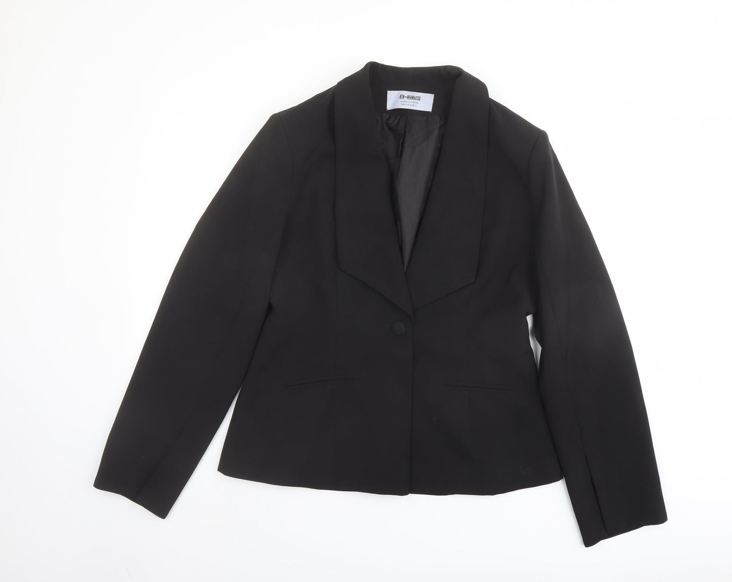 4TH Reckless Womens Black Polyester Jacket Blazer Size 14