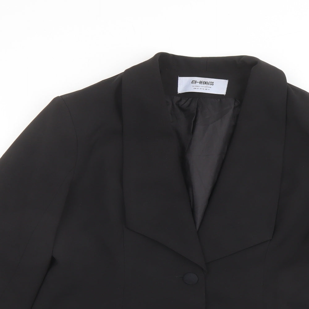 4TH Reckless Womens Black Polyester Jacket Blazer Size 14