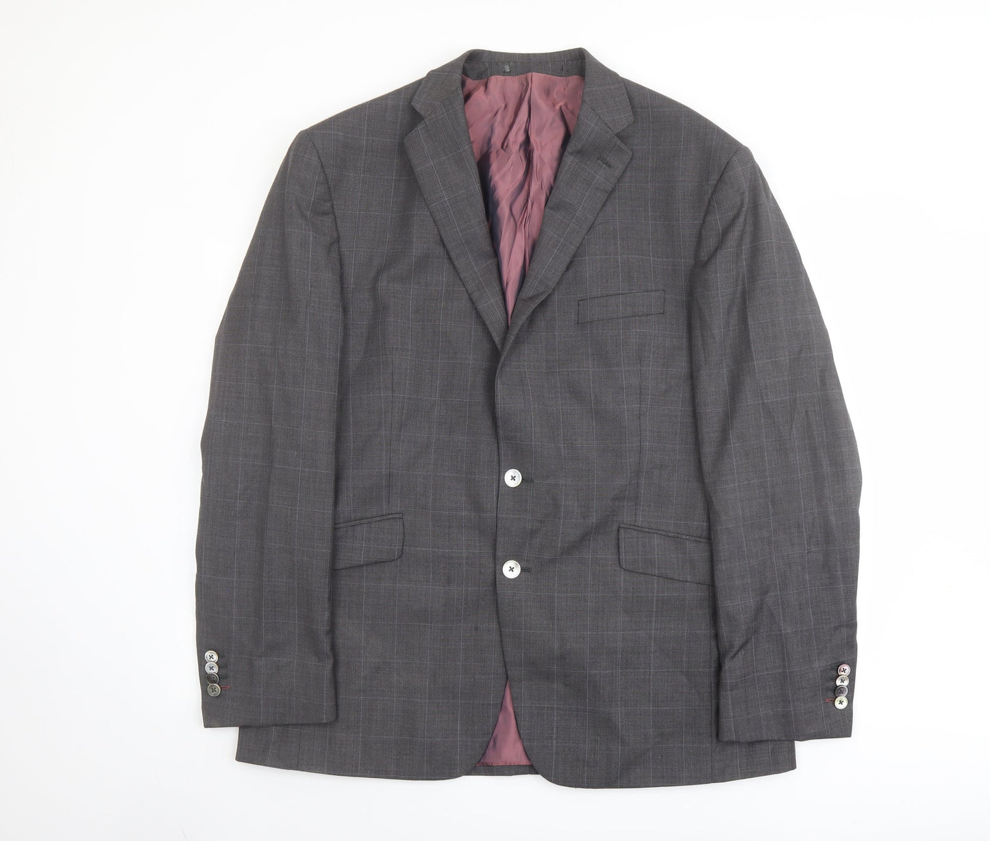 Norton Towndend Mens Grey Check Polyester Jacket Suit Jacket Size 46 Regular