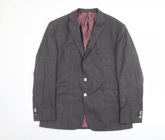 Norton Towndend Mens Grey Check Polyester Jacket Suit Jacket Size 46 Regular