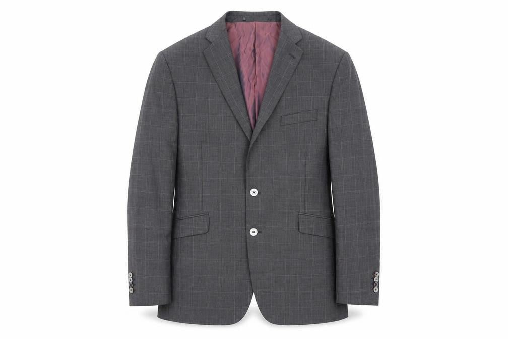 Norton Towndend Mens Grey Check Polyester Jacket Suit Jacket Size 46 Regular