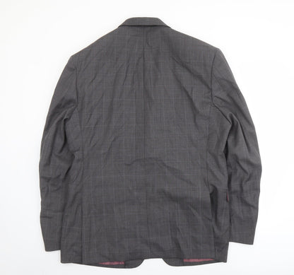 Norton Towndend Mens Grey Check Polyester Jacket Suit Jacket Size 46 Regular