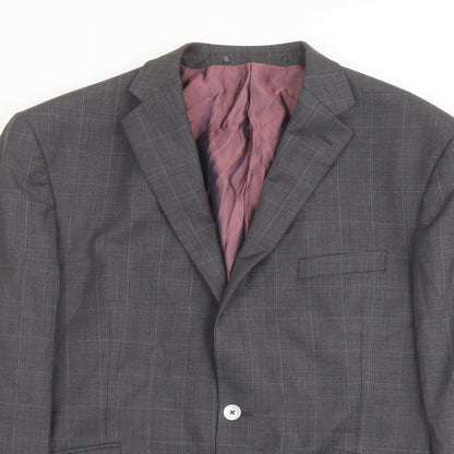 Norton Towndend Mens Grey Check Polyester Jacket Suit Jacket Size 46 Regular
