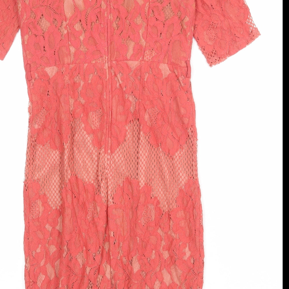 little mistress pink lace dress Little Mistress Lace Detail Tulle Maxi Dress in Pink
