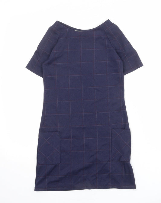 Innocence Girls Blue Geometric Polyester Shift Size 9 Years Round Neck Pullover