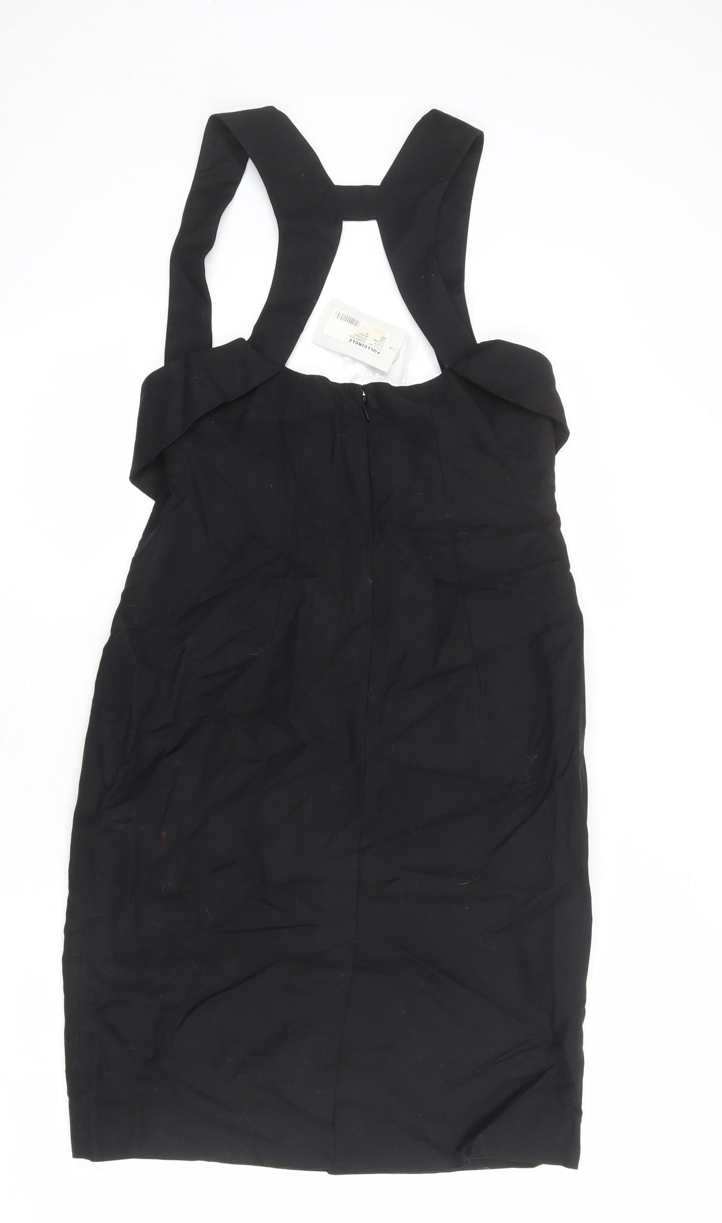 Full Circle Womens Black Cotton Shift Size 14 Square Neck Zip