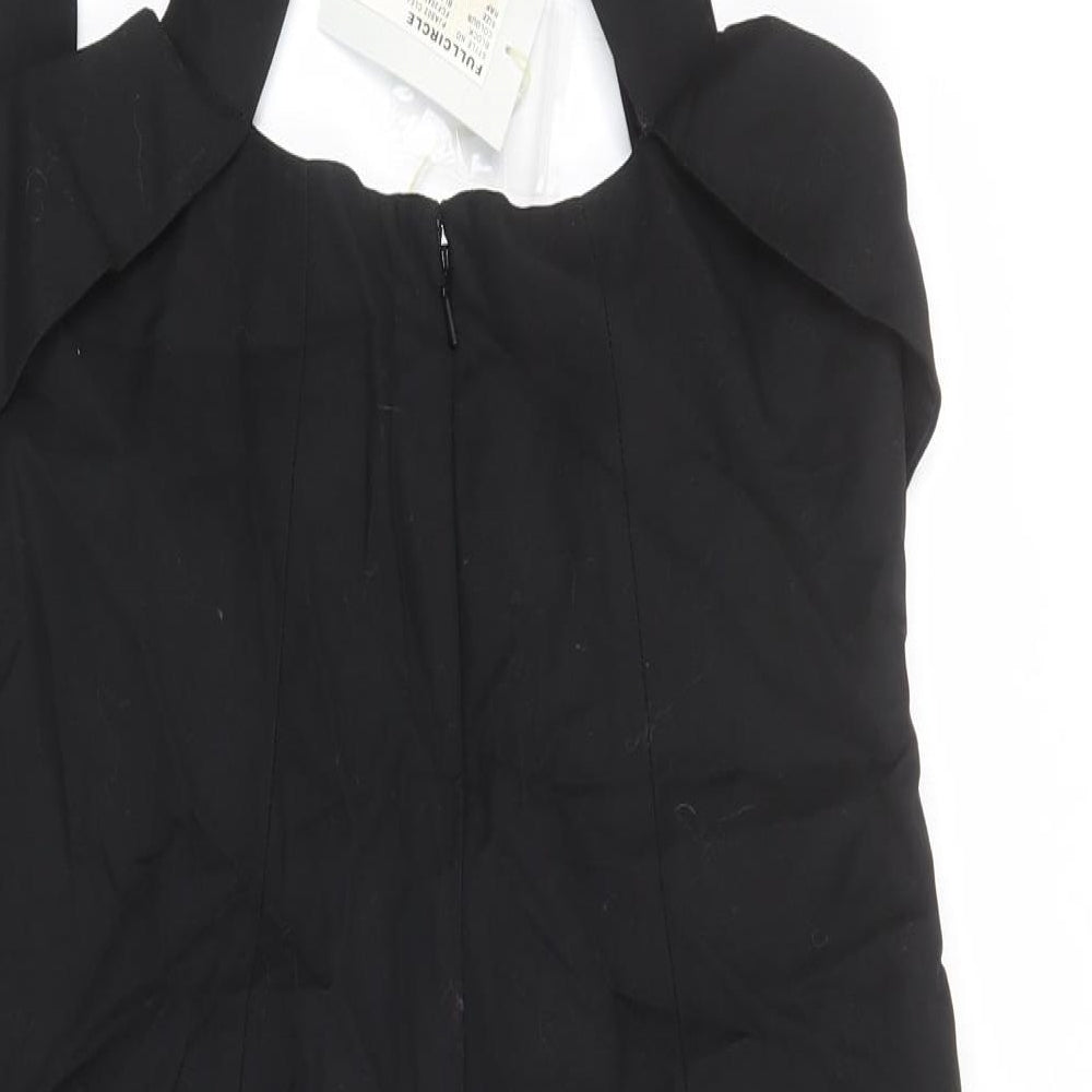 Full Circle Womens Black Cotton Shift Size 14 Square Neck Zip