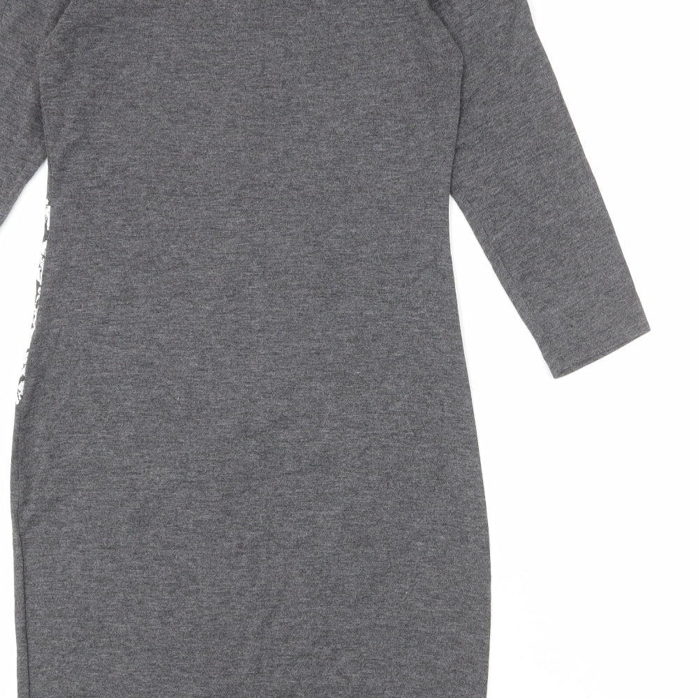 ASOS Womens Grey Geometric Polyester Shift Size 12 Round Neck Pullover