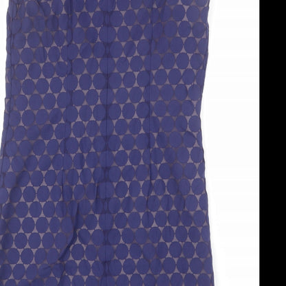 Preloved Oasis Womens Blue Geometric Polyester Shift Size 14 Round Neck Zip - Label