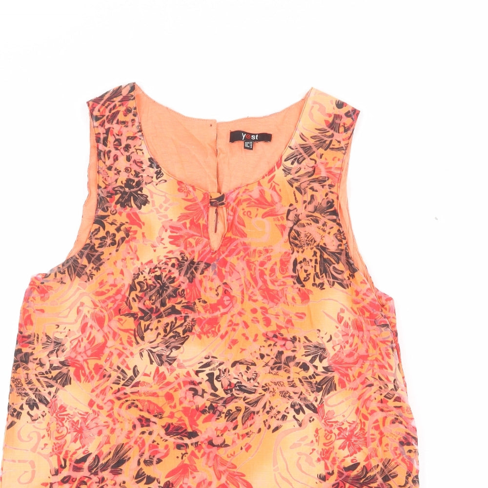 Yest Womens Multicoloured Geometric Viscose Basic Tank Size 10 Round Neck