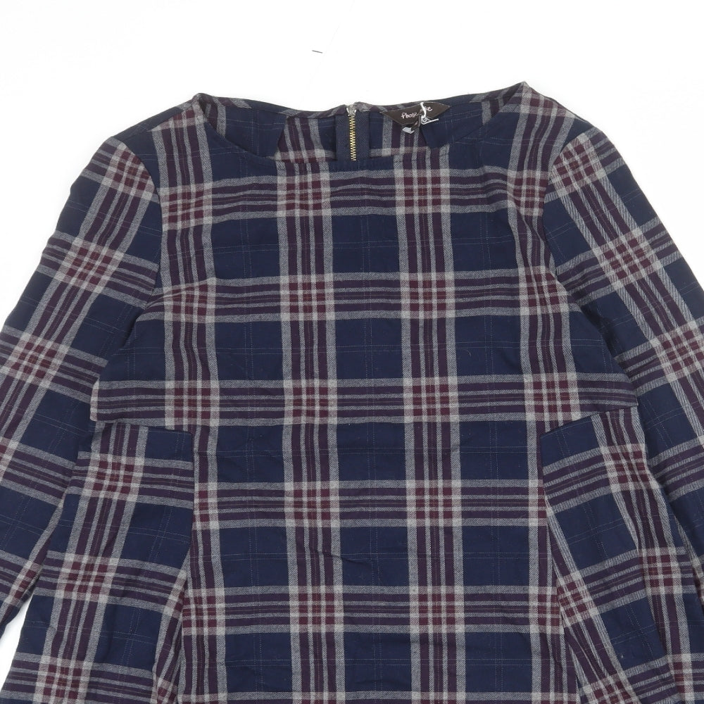 Preloved Phase Eight Womens Multicoloured Plaid Polyester A-Line Size 12 Round Neck Zip - Detail