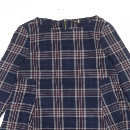 Preloved Phase Eight Womens Multicoloured Plaid Polyester A-Line Size 12 Round Neck Zip - Detail