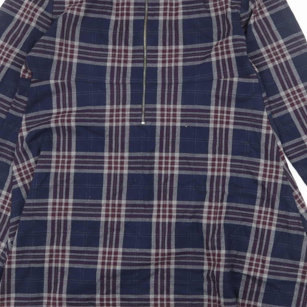 Preloved Phase Eight Womens Multicoloured Plaid Polyester A-Line Size 12 Round Neck Zip - Label