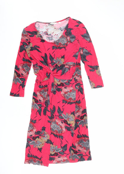 Preloved Adini Womens Pink Floral Viscose A-Line Size XS Round Neck Pullover - Front
