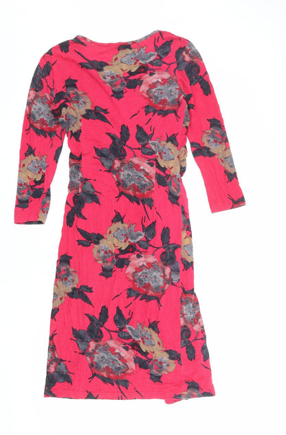 Preloved Adini Womens Pink Floral Viscose A-Line Size XS Round Neck Pullover - Back