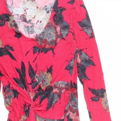 Preloved Adini Womens Pink Floral Viscose A-Line Size XS Round Neck Pullover - Detail