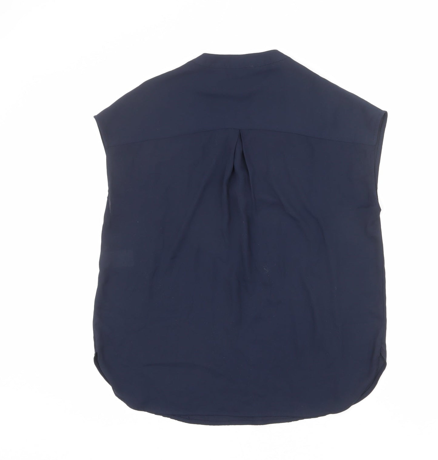 Warehouse Womens Blue Polyester Basic Blouse Size 8 V-Neck