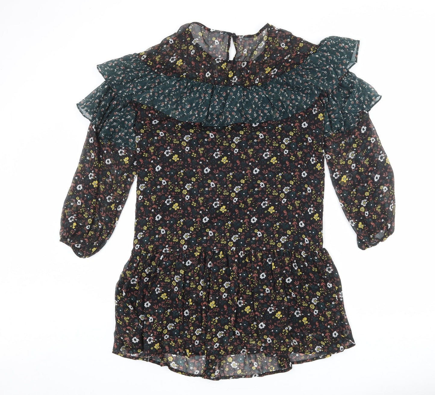 VILA Womens Multicoloured Floral Polyester A-Line Size S Round Neck Button