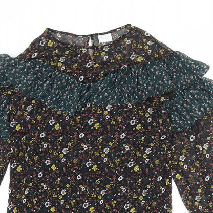 Preloved VILA Womens Multicoloured Floral Polyester A-Line Size S Round Neck Button - Detail