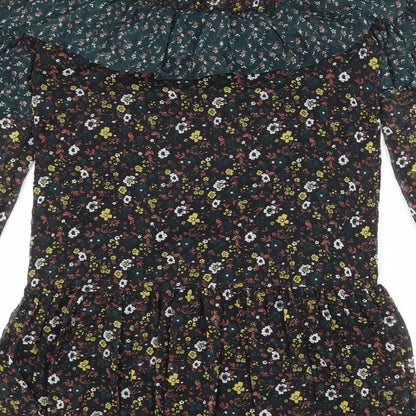 Preloved VILA Womens Multicoloured Floral Polyester A-Line Size S Round Neck Button - Label