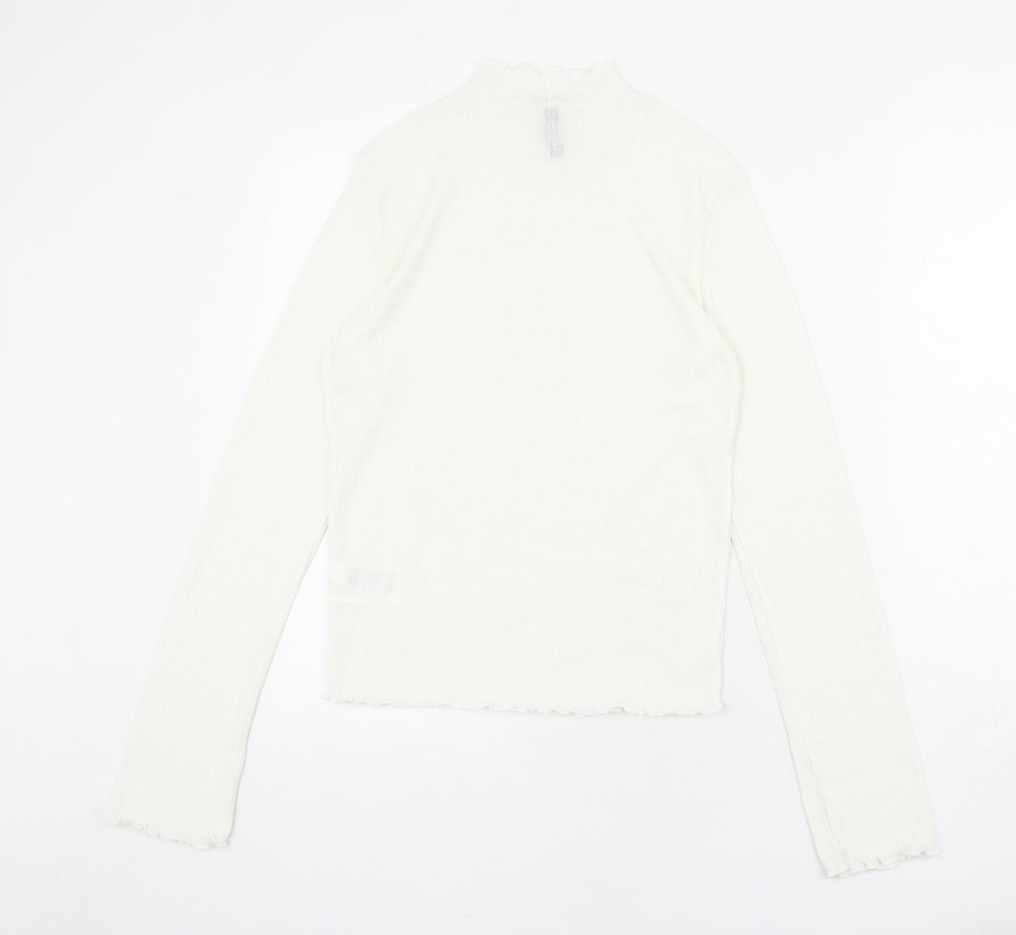 Divided by H&M Womens Ivory Polyester Basic Blouse Size M Mock Neck