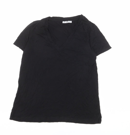 Zara Womens Black Polyester Basic T-Shirt Size M Round Neck
