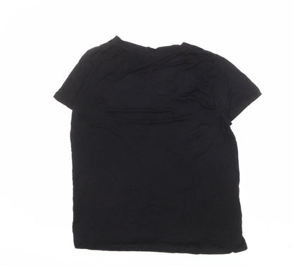 Preloved Zara Womens Black Polyester Basic T-Shirt Size M Round Neck - Back