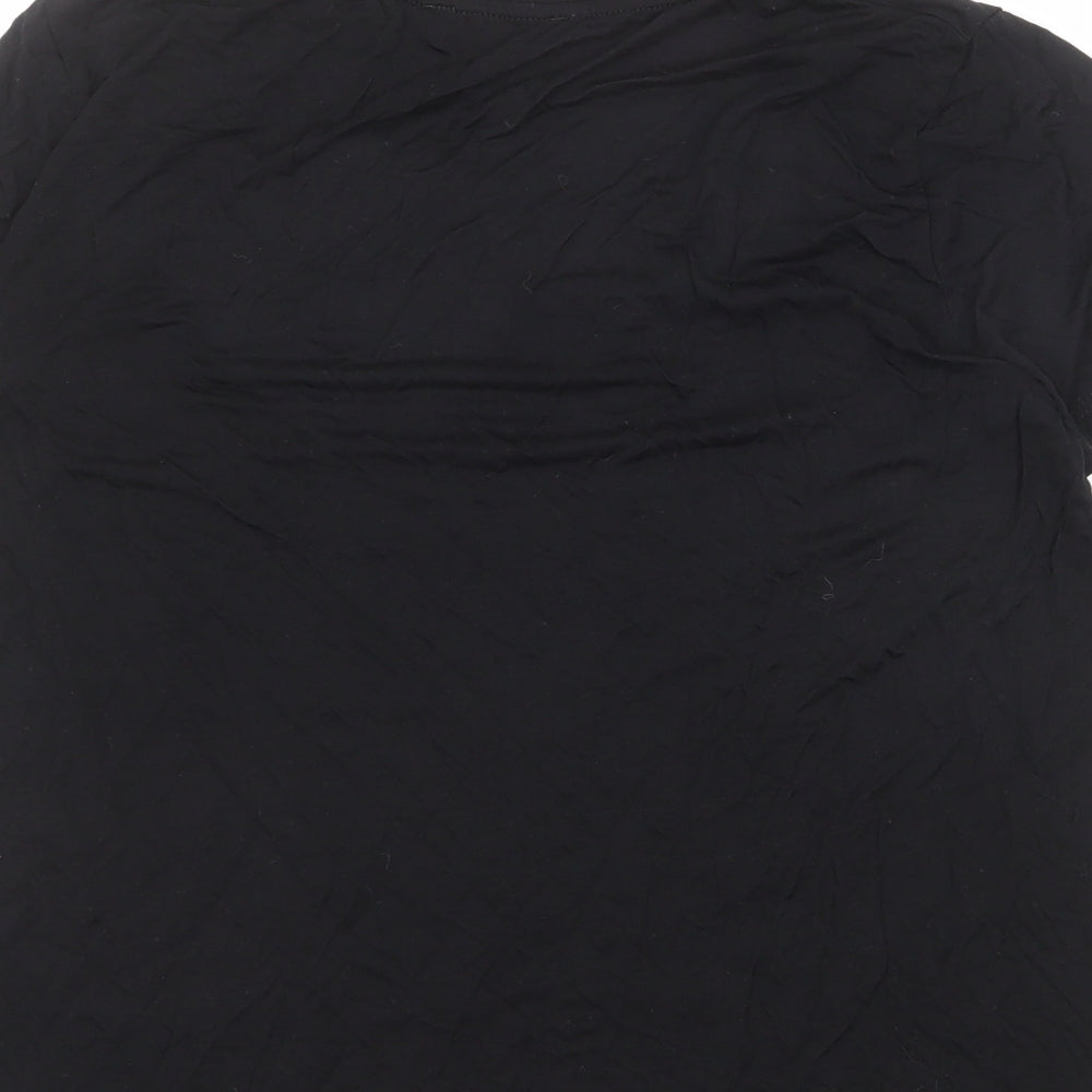 Zara Womens Black Polyester Basic T-Shirt Size M Round Neck