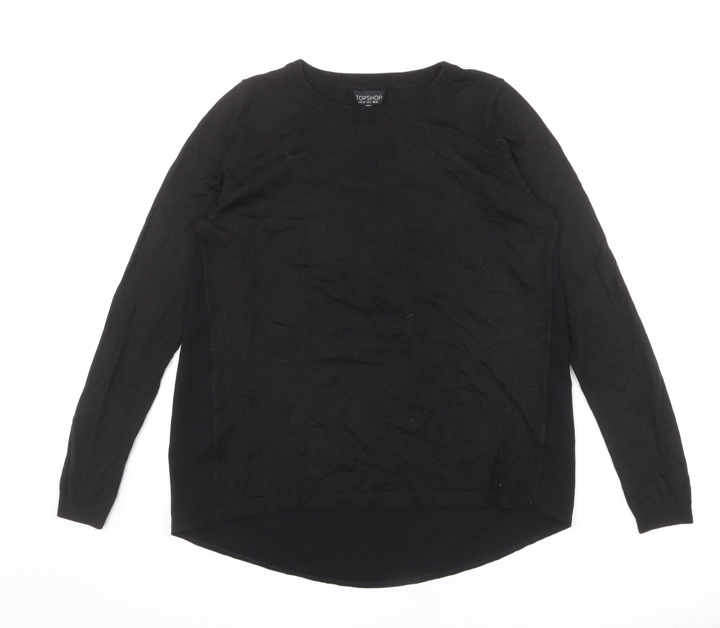 Topshop Womens Black Round Neck Polyester Pullover Jumper Size 10