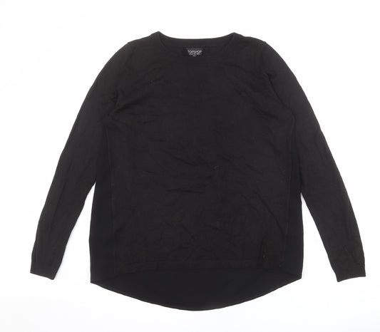 Topshop Womens Black Round Neck Polyester Pullover Jumper Size 10