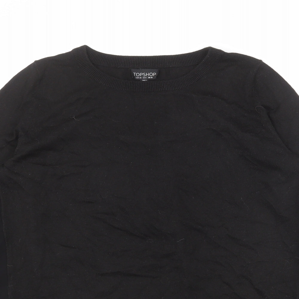 Topshop Womens Black Round Neck Polyester Pullover Jumper Size 10