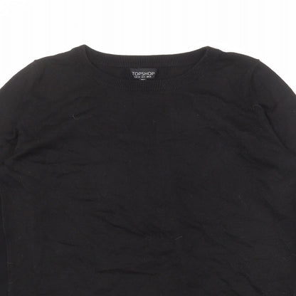 Preloved Topshop Womens Black Round Neck Polyester Pullover Jumper Size 10 - Detail