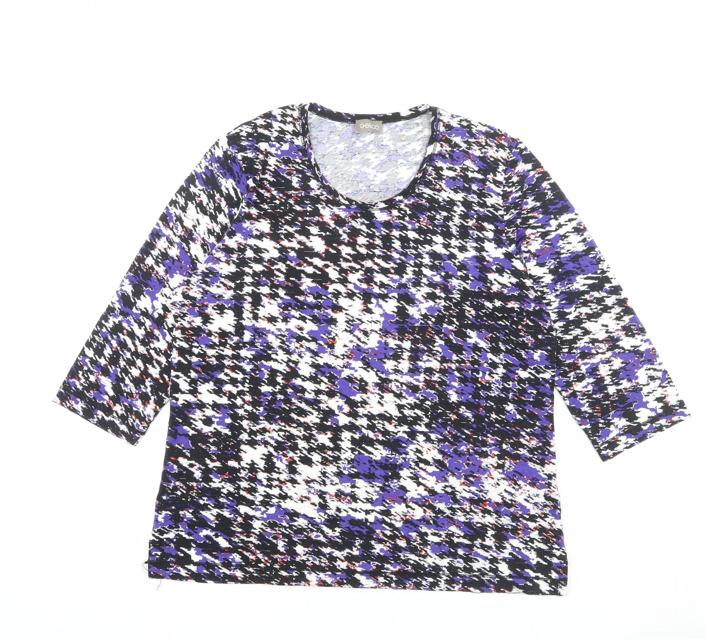 Gelco Womens Multicoloured Geometric Viscose Basic Blouse Size 18 Round Neck
